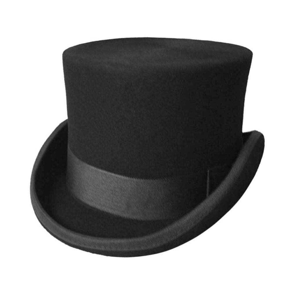 6594 100% Wool Top Hat Satin Lined Party Dress Hats Derby Black Hat